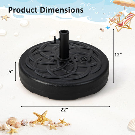 Base para sombrilla de patio redonda rellenable y resistente de 22 pulgadas