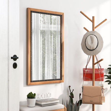 Espejo de pared rectangular decorativo de 22 x 36 pulgadas con tablero trasero - Natural
