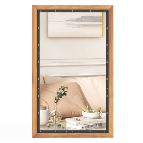 Espejo de pared rectangular decorativo de 22 x 36 pulgadas con tablero trasero - Natural