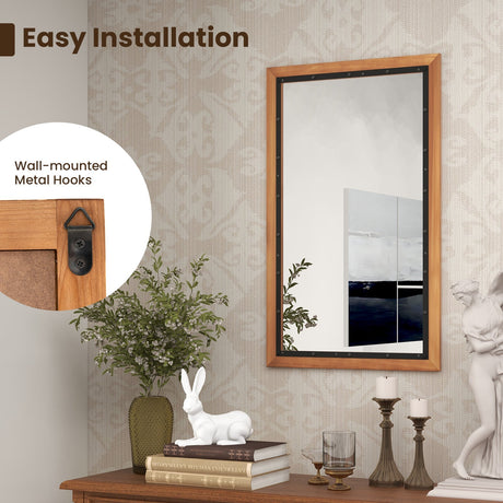 Espejo de pared rectangular decorativo de 22 x 36 pulgadas con tablero trasero - Natural