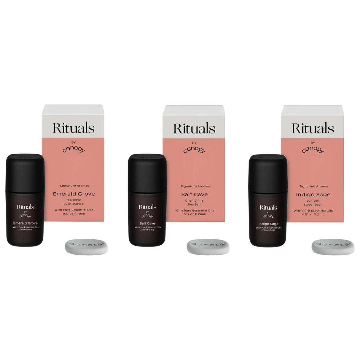 Rituals Aroma Oil Kit: Natural Essential Oils for Home Fragrance & Aromatherapy - Salt Cave, Emerald Grove, Indigo Sage Scents