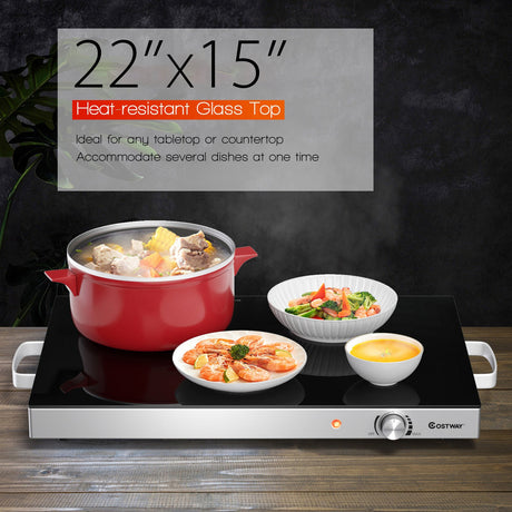 Bandeja calentadora eléctrica de 22 x 14 pulgadas con temperatura ajustable