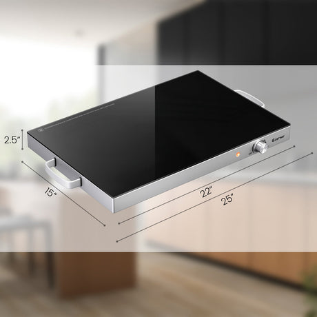 Bandeja calentadora eléctrica de 22 x 14 pulgadas con temperatura ajustable