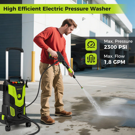 Hidrolavadora eléctrica de alta presión de 2300 PSI y 1.8 GPM