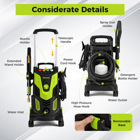 Hidrolavadora eléctrica de alta presión de 2300 PSI y 1.8 GPM