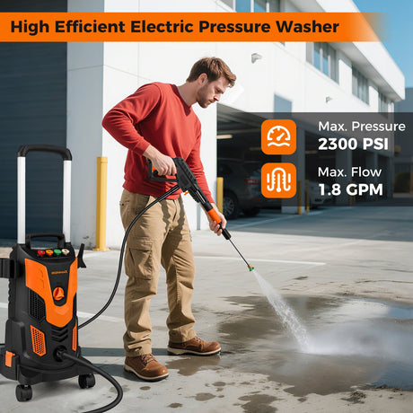 Hidrolavadora eléctrica de alta presión de 2300 PSI y 1.8 GPM