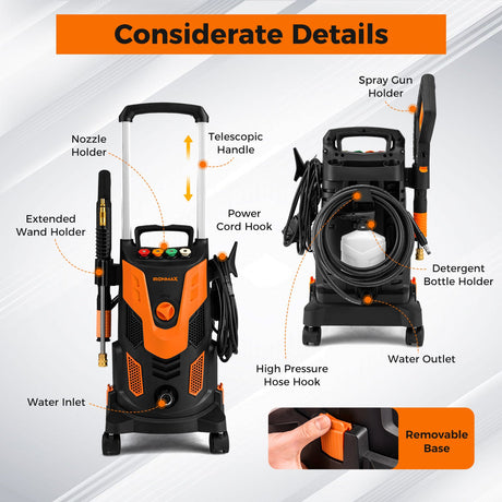Hidrolavadora eléctrica de alta presión de 2300 PSI y 1.8 GPM