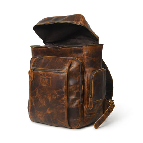 Mochila de viaje de cuero Buffalo Alpha Caramel