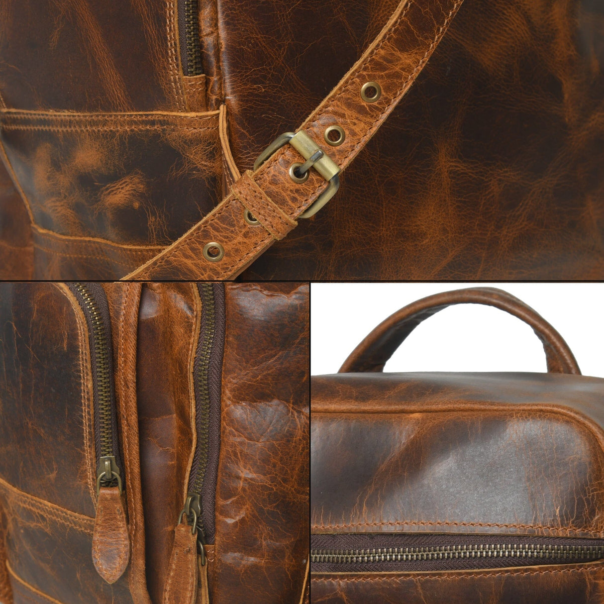 Mochila de viaje de cuero Buffalo Alpha Caramel