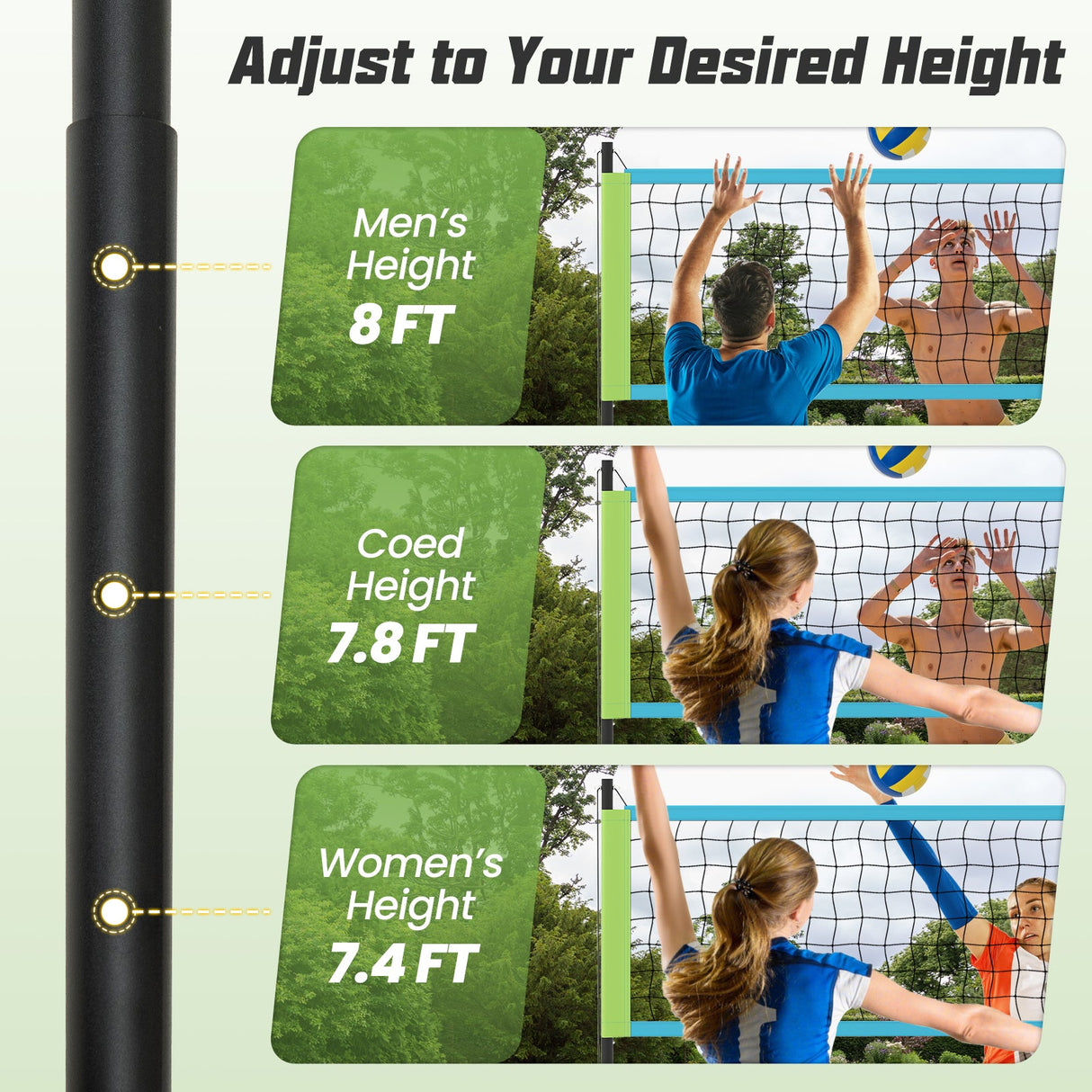 Juego de red de voleibol portátil para exteriores Sistema de red de voleibol de servicio pesado