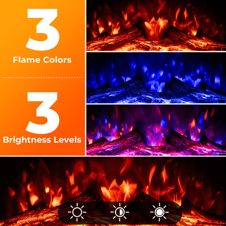 Inserto de chimenea eléctrica de 23 pulgadas Calentador de chimenea con color de llama ajustable