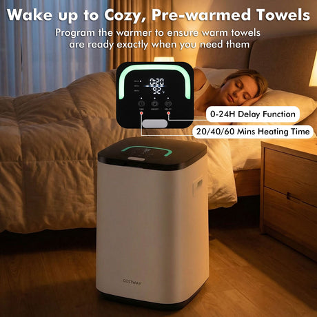 Calentador de toallas grande de 23 L con calentamiento rápido y temporizador ajustable-Blanco