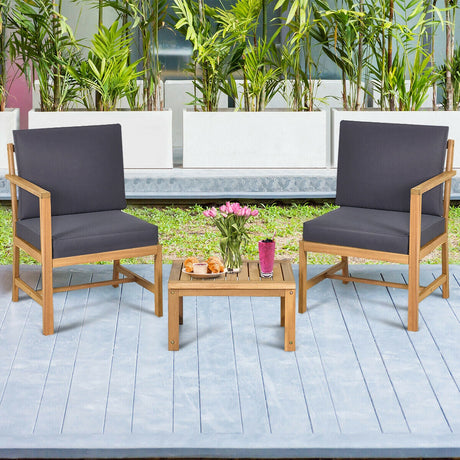 Sofá biplaza de madera de acacia 3 en 1 con mesa de centro separable