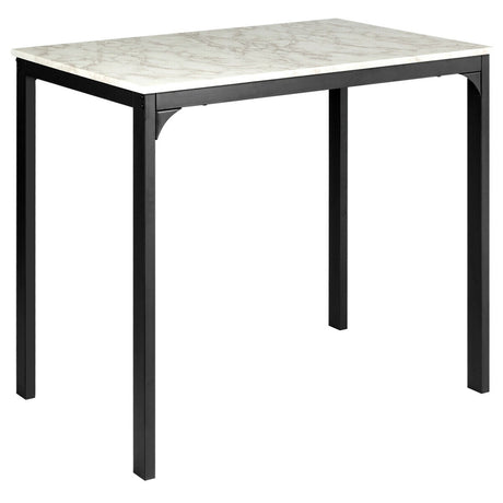 Juego de comedor de altura de mostrador de 3 piezas con mesa de imitación mármol