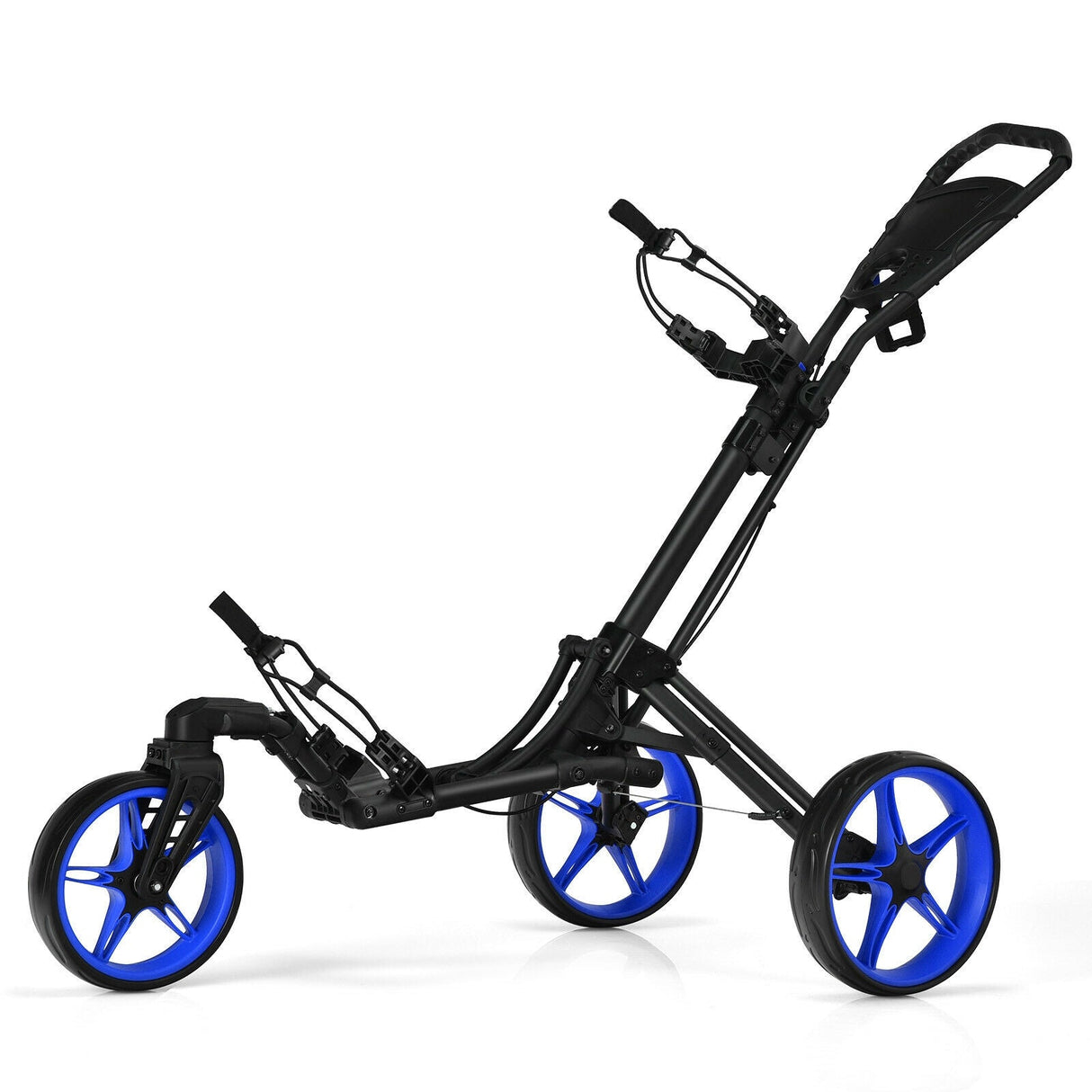 Carro de golf plegable con marcador, mango ajustable y rueda giratoria
