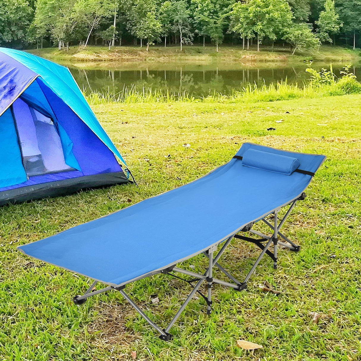 Catres Plegables de Camping con Bolsillo Lateral y Reposacabezas Desmontable