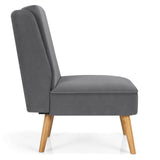 Sillón auxiliar sin brazos de terciopelo con patas de madera de caucho para dormitorio