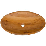 23.5 Inch x 16 Inch Teak Wood Washbasin with Drainage Hole