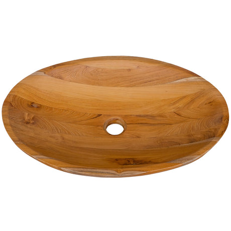 Lavabo de madera de teca de 23.5 pulgadas x 16 pulgadas con orificio de drenaje