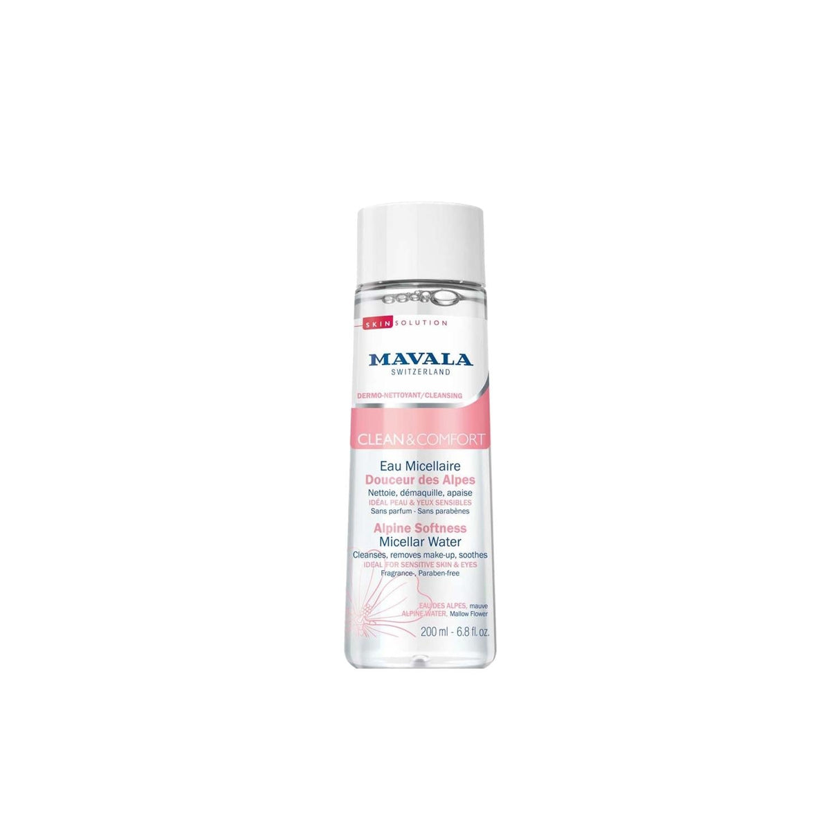 Mavala Clean & Comfort Micellar Water for Sensitive Skin - Gentle Cleansing, Alpine Softness, 200ml