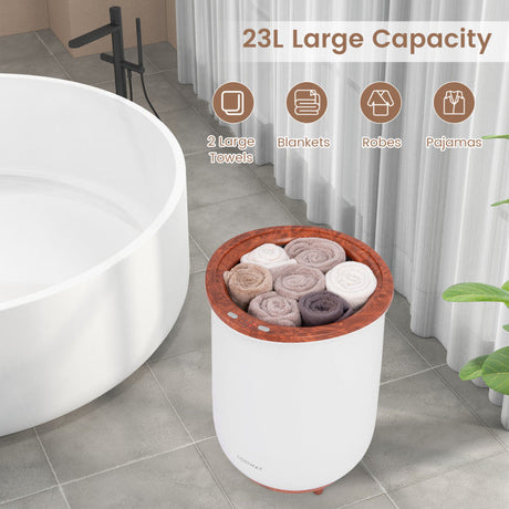 Calentador de toallas grande de lujo de 23 L tipo cubo con soporte para disco aromático