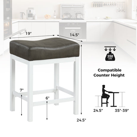 Taburetes de tela de lino de 24.5 pulgadas (juego de 2) con asiento acolchado