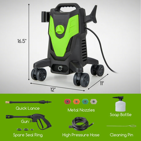 Hidrolavadora eléctrica de 2400 PSI con 4 ruedas universales