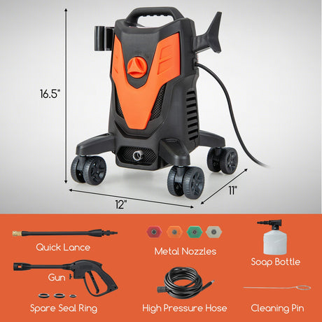 Hidrolavadora eléctrica de 2400 PSI con 4 ruedas universales