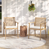 2 Sillas de comedor de patio Sillas de exterior de madera de acacia con cojín acolchado extraíble