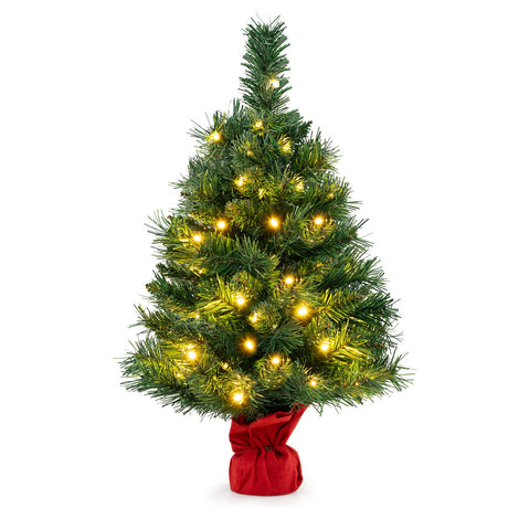 Mini Árbol de Navidad Preiluminado de 24 Pulgadas Pequeño Abeto de Mesa para Navidad