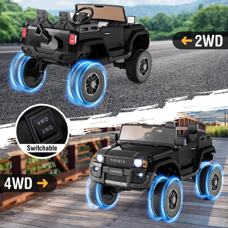 Coche Eléctrico de 2 Plazas 24V para Niños con Mando a Distancia, 4x4/2x4 Conmutable, para Edades 3+