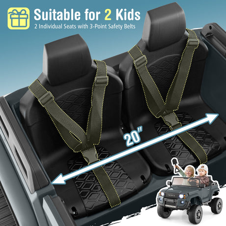 Coche Eléctrico de 2 Plazas 24V para Niños con Mando a Distancia, 4x4/2x4 Conmutable, para Edades 3+