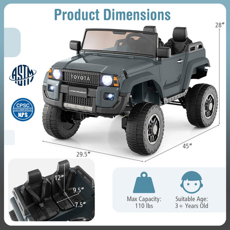 Coche Eléctrico de 2 Plazas 24V para Niños con Mando a Distancia, 4x4/2x4 Conmutable, para Edades 3+