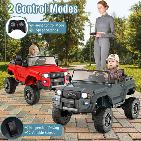 Coche Eléctrico de 2 Plazas 24V para Niños con Mando a Distancia, 4x4/2x4 Conmutable, para Edades 3+