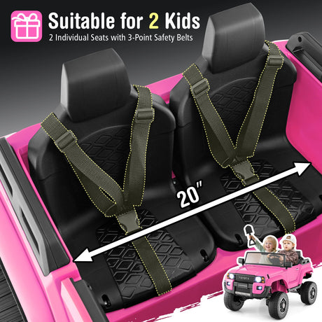 Coche Eléctrico de 2 Plazas 24V para Niños con Mando a Distancia, 4x4/2x4 Conmutable, para Edades 3+