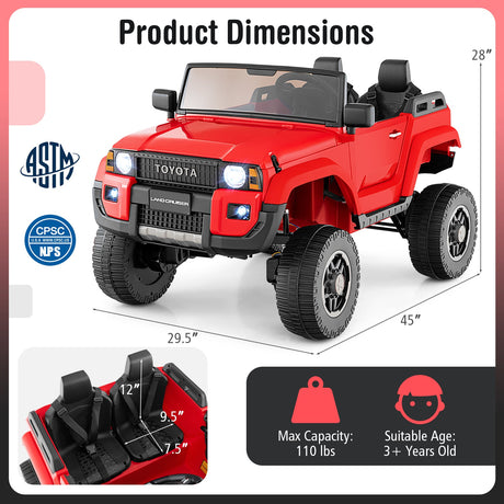 Coche Eléctrico de 2 Plazas 24V para Niños con Mando a Distancia, 4x4/2x4 Conmutable, para Edades 3+