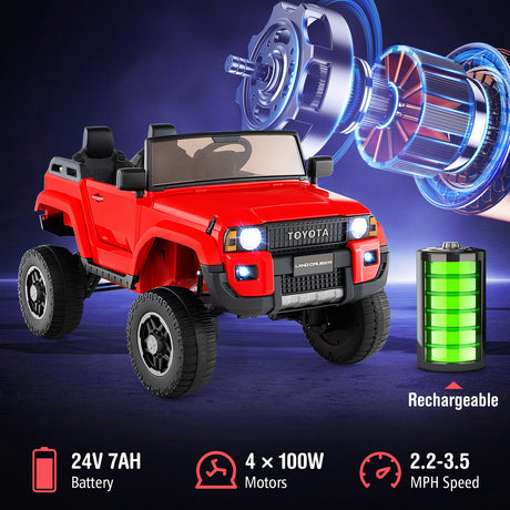 Coche Eléctrico de 2 Plazas 24V para Niños con Mando a Distancia, 4x4/2x4 Conmutable, para Edades 3+