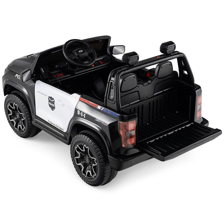 Coche de policía Chevrolet de 24 V y 2 plazas con tracción 4x4, megáfono y luces LED intermitentes - Negro