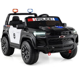 24V 2-Seater Ride on Police Car 4WD Chevrolet with Megaphone and LED Flashing Lights-Black