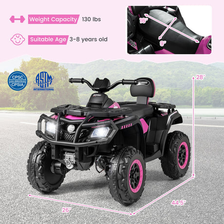 Todoterreno para niños de 24 V y 2 asientos con 4 motores, luces LED y música