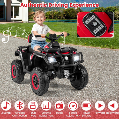 Todoterreno para niños de 24 V y 2 asientos con 4 motores, luces LED y música