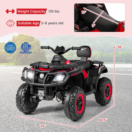 Todoterreno para niños de 24 V y 2 asientos con 4 motores, luces LED y música