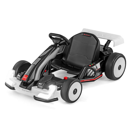 Go Kart Audi con licencia 24 V para niños, ajustable, para montar, juguete de carreras con bocina - Blanco y negro