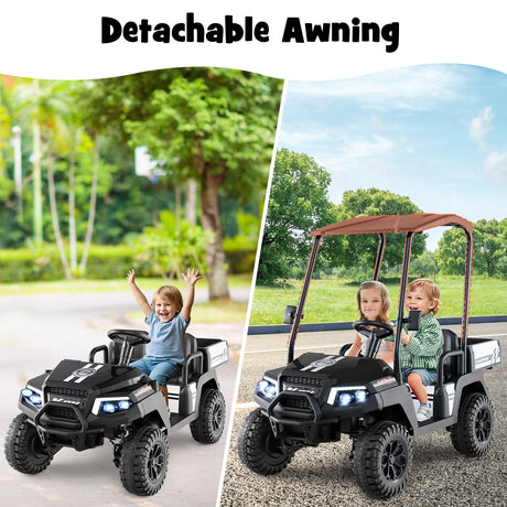 Coche de golf para niños de 24V, 4x4, biplaza, con maletero y claxon