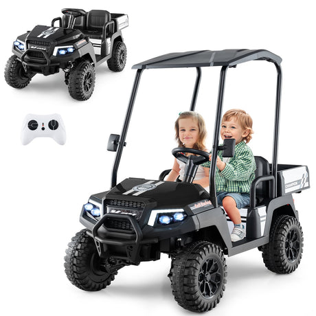 Coche de golf para niños de 24V, 4x4, biplaza, con maletero y claxon