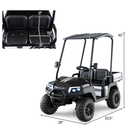 Coche de golf para niños de 24V, 4x4, biplaza, con maletero y claxon