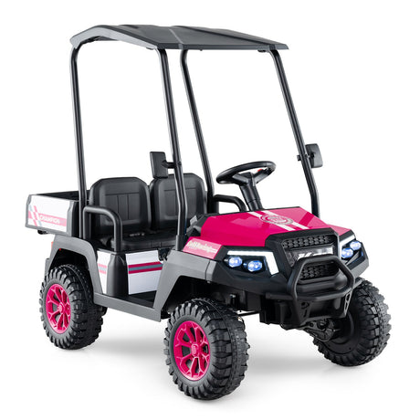 Coche de golf para niños de 24V, 4x4, biplaza, con maletero y claxon