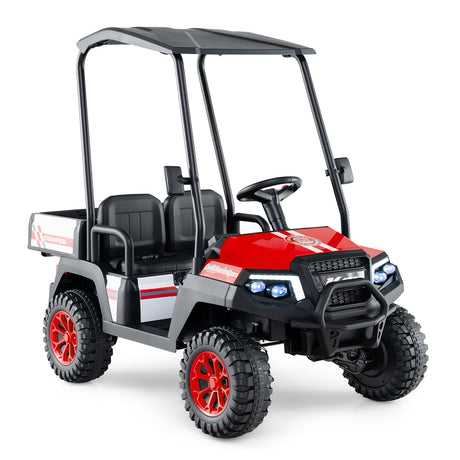 Coche de golf para niños de 24V, 4x4, biplaza, con maletero y claxon