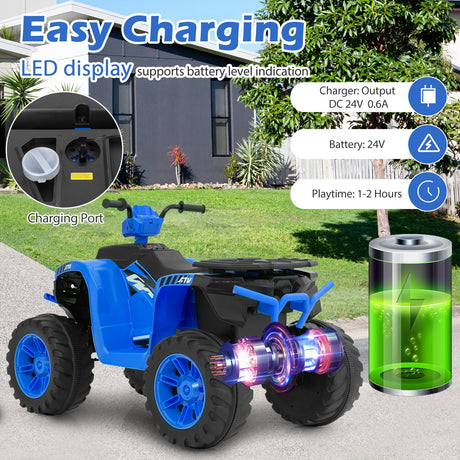 ATV Eléctrico Montable de 24 V para Niños con Conexión Inalámbrica, para Niños Pequeños de 3 a 8 Años