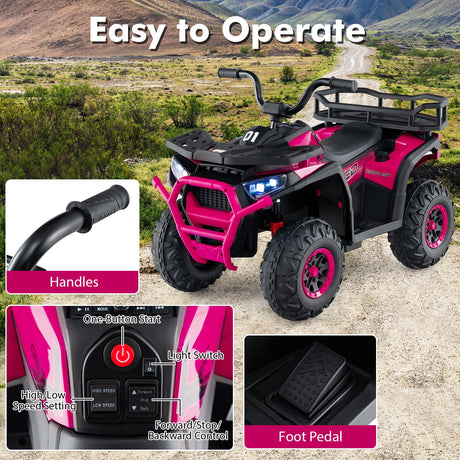 Coche Quad Eléctrico ATV para Niños de 24V con Sonidos Realistas y Luces LED